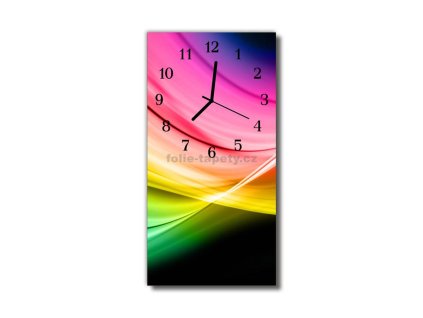 Nástěnné hodiny obrazové na skle - Barevná duha