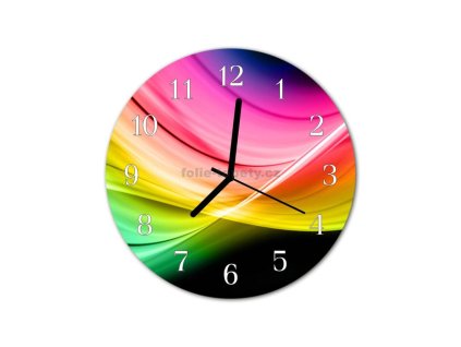 Nástěnné hodiny obrazové na skle - Barevná duha
