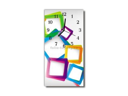 Nástěnné hodiny obrazové na skle - Barevné kostky