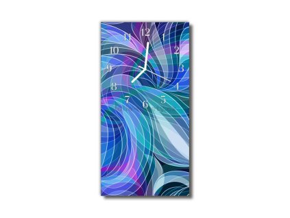 Nástěnné hodiny obrazové na skle - Barevné vlnky