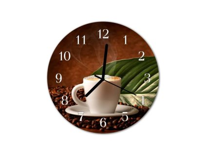 Nástěnné hodiny obrazové na skle - Cappucino
