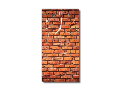 Nástěnné hodiny obrazové na skle - Cihla červená