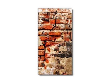 Nástěnné hodiny obrazové na skle - Cihlová zeď