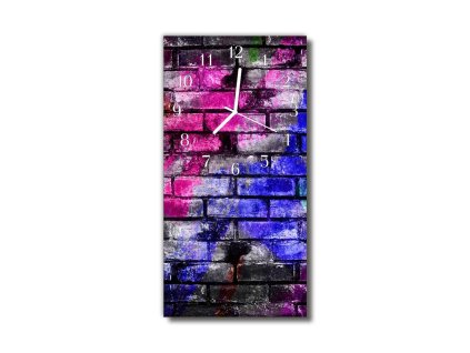 Nástěnné hodiny obrazové na skle - Cihly barevné
