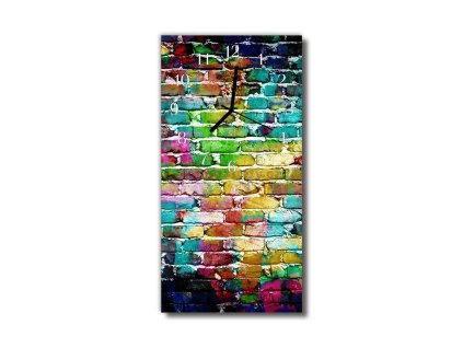 Nástěnné hodiny obrazové na skle - Cihly barevné II