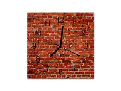 Nástěnné hodiny obrazové na skle - Cihly červené