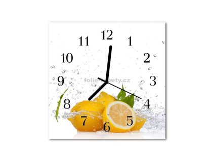 Nástěnné hodiny obrazové na skle - Citrony