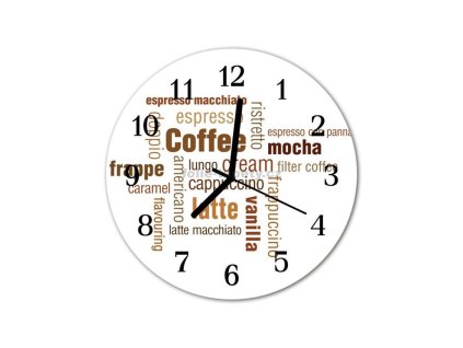 Nástěnné hodiny obrazové na skle - Coffee