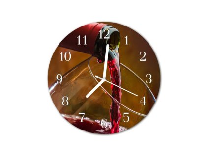 Nástěnné hodiny obrazové na skle - Červené víno