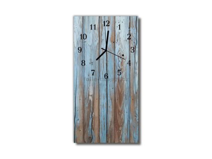 Nástěnné hodiny obrazové na skle - Desky modrohnědé