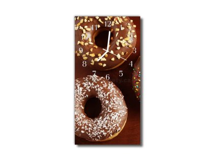 Nástěnné hodiny obrazové na skle - Donuty