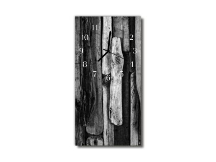 Nástěnné hodiny obrazové na skle - Dřevo černé