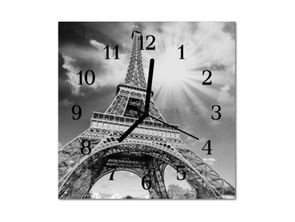 Nástěnné hodiny obrazové na skle - Eiffelova