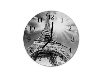 Nástěnné hodiny obrazové na skle - Eiffelova věž