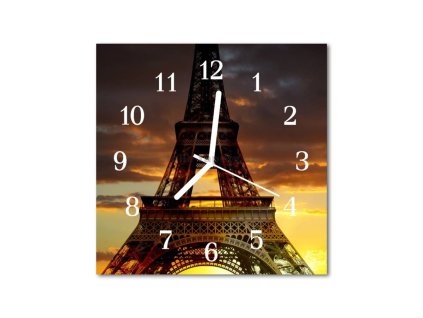 Nástěnné hodiny obrazové na skle - Eiffelova věž