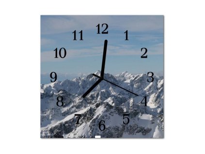 Nástěnné hodiny obrazové na skle - Hory I