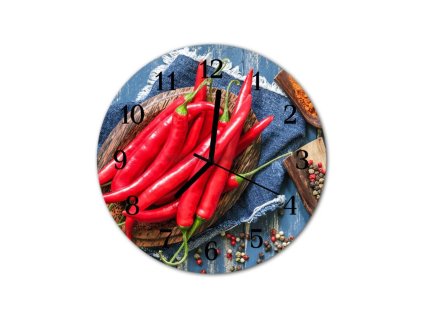 Nástěnné hodiny obrazové na skle - Chilli