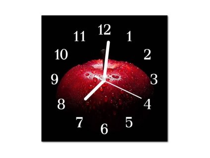 Nástěnné hodiny obrazové na skle - Jablko červené