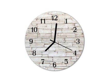 Nástěnné hodiny obrazové na skle - Kámen bílý