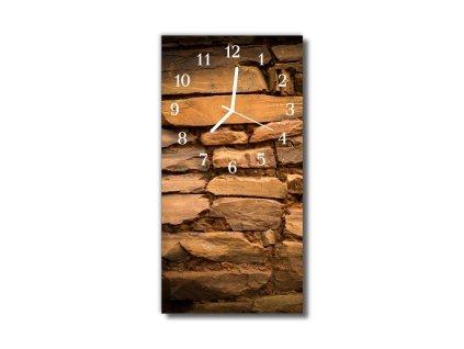 Nástěnné hodiny obrazové na skle - Kámen hnědý jasný