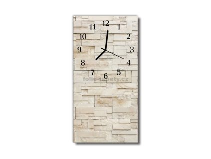 Nástěnné hodiny obrazové na skle - Kámen hnědý světlý