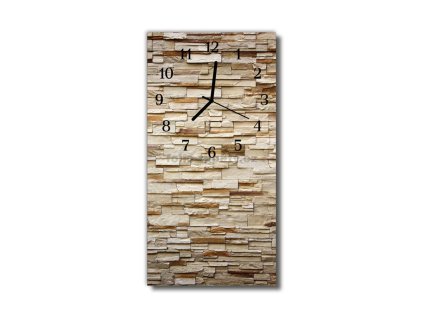 Nástěnné hodiny obrazové na skle - Kámen hnědý tmavý