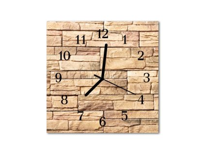 Nástěnné hodiny obrazové na skle - Kámen štípaný světlý