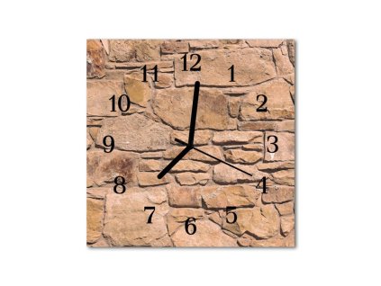 Nástěnné hodiny obrazové na skle - Kámen velký hnědý