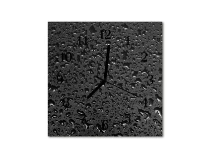 Nástěnné hodiny obrazové na skle - Kapky černé I