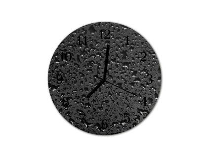 Nástěnné hodiny obrazové na skle - Kapky černé I