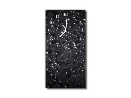 Nástěnné hodiny obrazové na skle - Kapky černé I