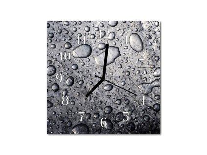 Nástěnné hodiny obrazové na skle - Kapky deště