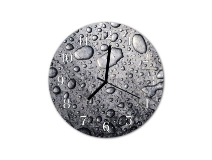 Nástěnné hodiny obrazové na skle - Kapky deště