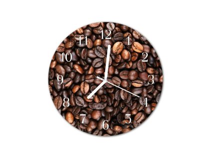 Nástěnné hodiny obrazové na skle - Kávová zrna I