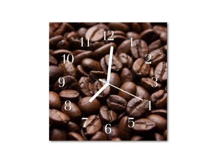 Nástěnné hodiny obrazové na skle - Kávová zrna I