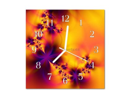 Nástěnné hodiny obrazové na skle - Květinový sen