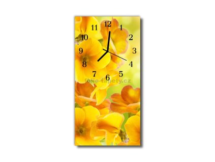 Nástěnné hodiny obrazové na skle - Květy žluté
