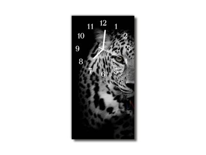 Nástěnné hodiny obrazové na skle - Leopard