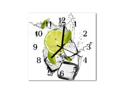 Nástěnné hodiny obrazové na skle - Limetky a led