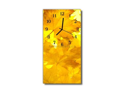 Nástěnné hodiny obrazové na skle - Listy žluté