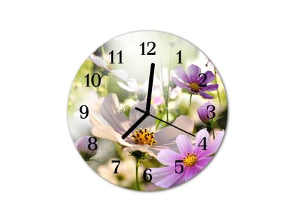 Nástěnné hodiny obrazové na skle - Luční kvítí