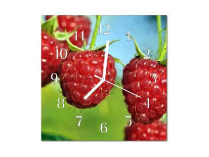 Nástěnné hodiny obrazové na skle - Maliny