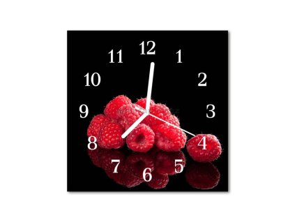 Nástěnné hodiny obrazové na skle - Maliny I