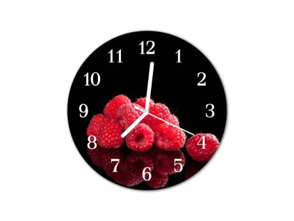 Nástěnné hodiny obrazové na skle - Maliny I