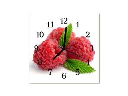 Nástěnné hodiny obrazové na skle - Maliny II