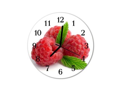 Nástěnné hodiny obrazové na skle - Maliny II
