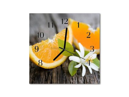 Nástěnné hodiny obrazové na skle - Měsíčky pomeranče