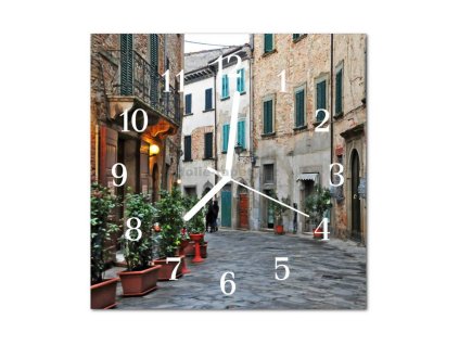 Nástěnné hodiny obrazové na skle - Městečko