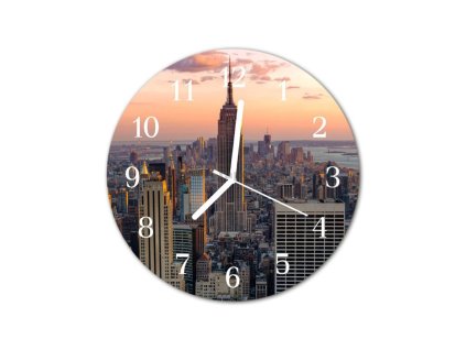 Nástěnné hodiny obrazové na skle - Město