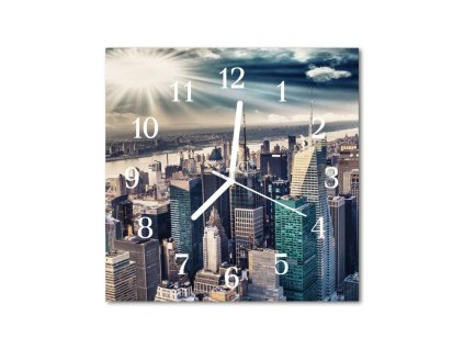 Nástěnné hodiny obrazové na skle - Město